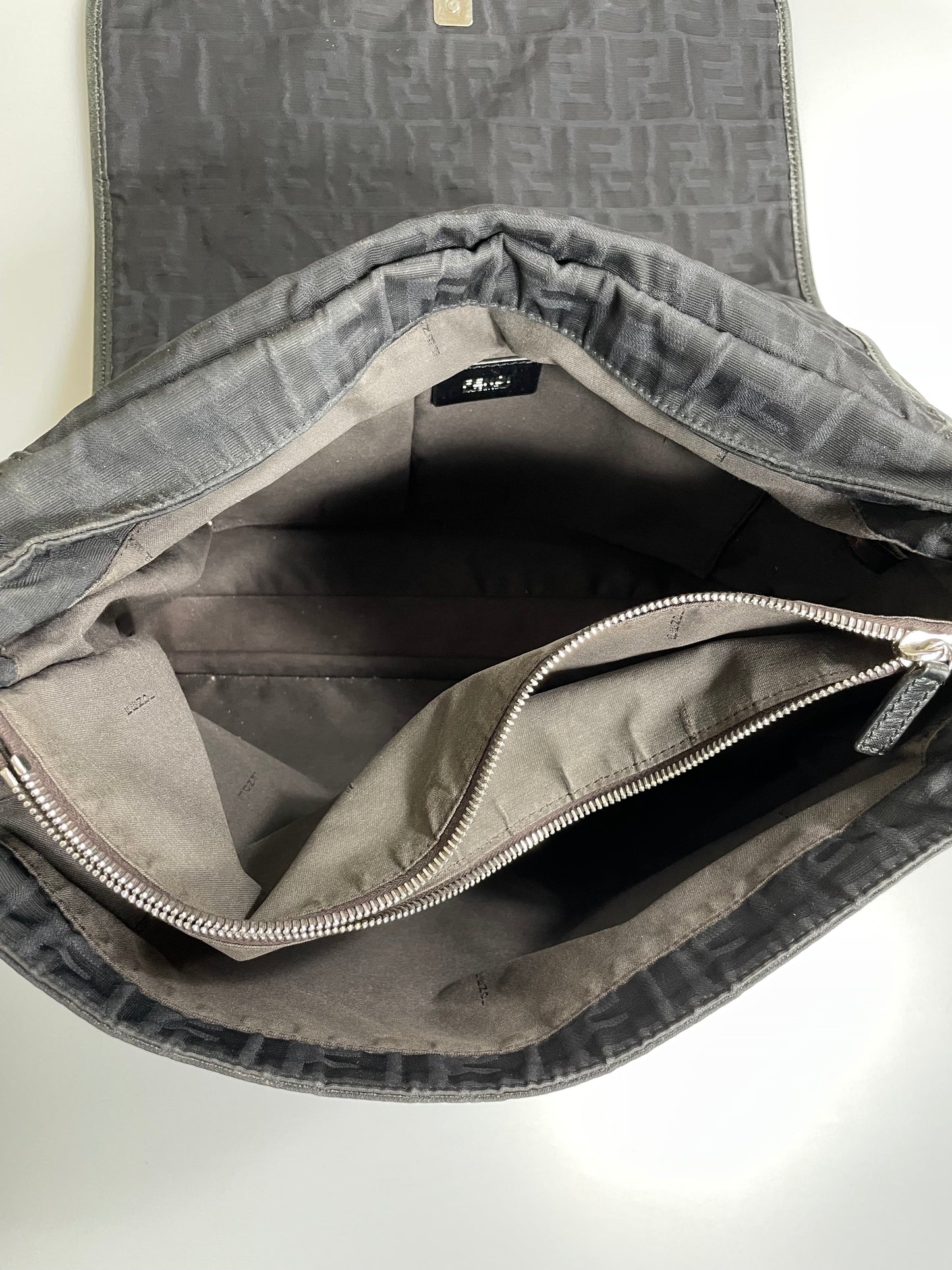 Fendi Black Zucca Messenger Bag