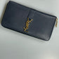Saint Laurent Navy Blue Cassandra Leather Zip Around Wallet